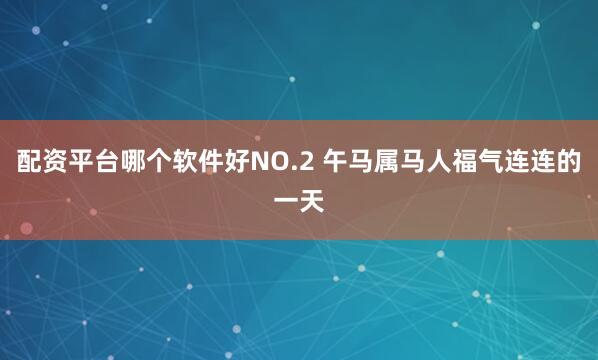 配资平台哪个软件好NO.2 午马属马人福气连连的一天